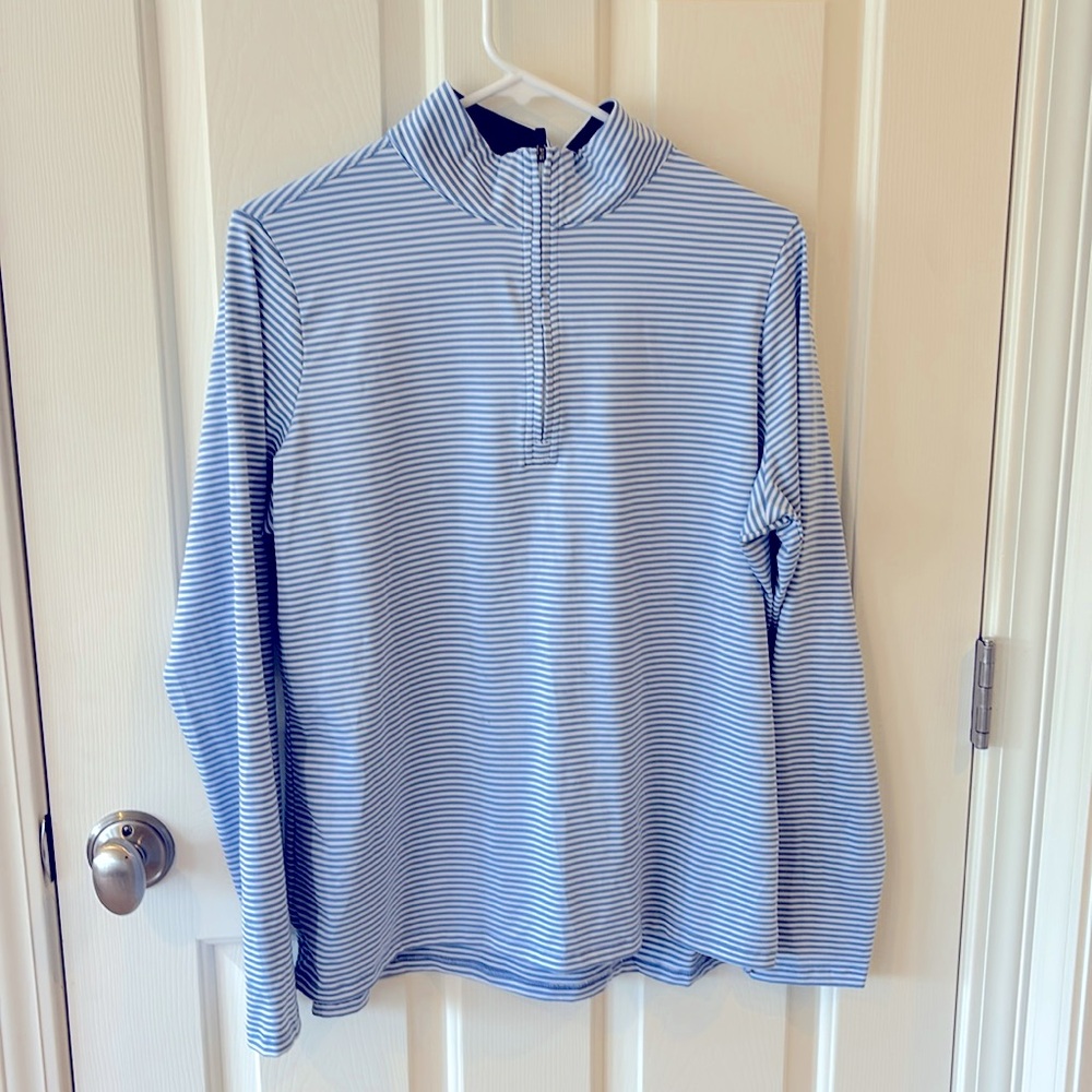 Renwick Golf light blue striped quarter zip